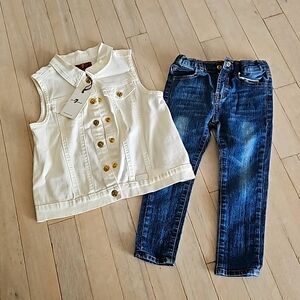 2-pc. White Denim Vest (NWT) & Jeans